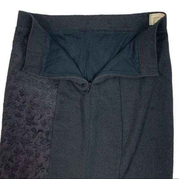 Moulinette Soeurs Black Embossed Floral Panel Pencil Skirt 6 Might Fit Like a 4 - Picture 8 of 13
